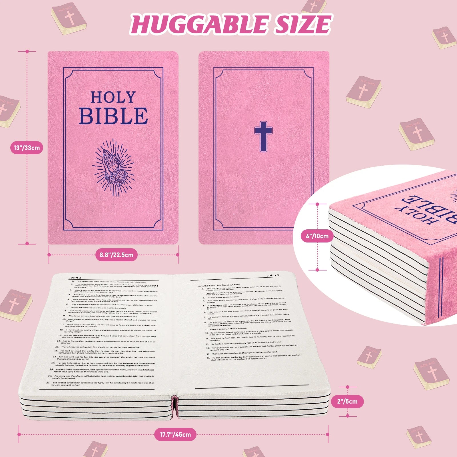 John 3 Pink Cutest Bible Memory Foam Pillow with Bible Throw Pillow Learn the valuable lesson Learn the valuable lesson - Image #0