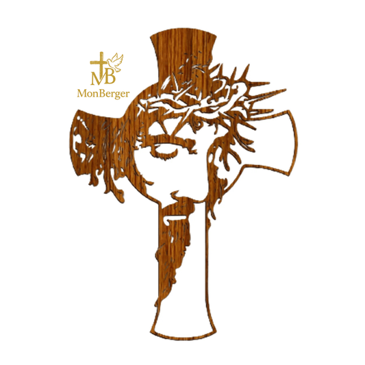 ✝️ Croix Chrétienne Murale en Bois – Art Sculpté & Décoration Religieuse – Suspension Prête à Accrocher – 25 cm 🌿 - MonBerger