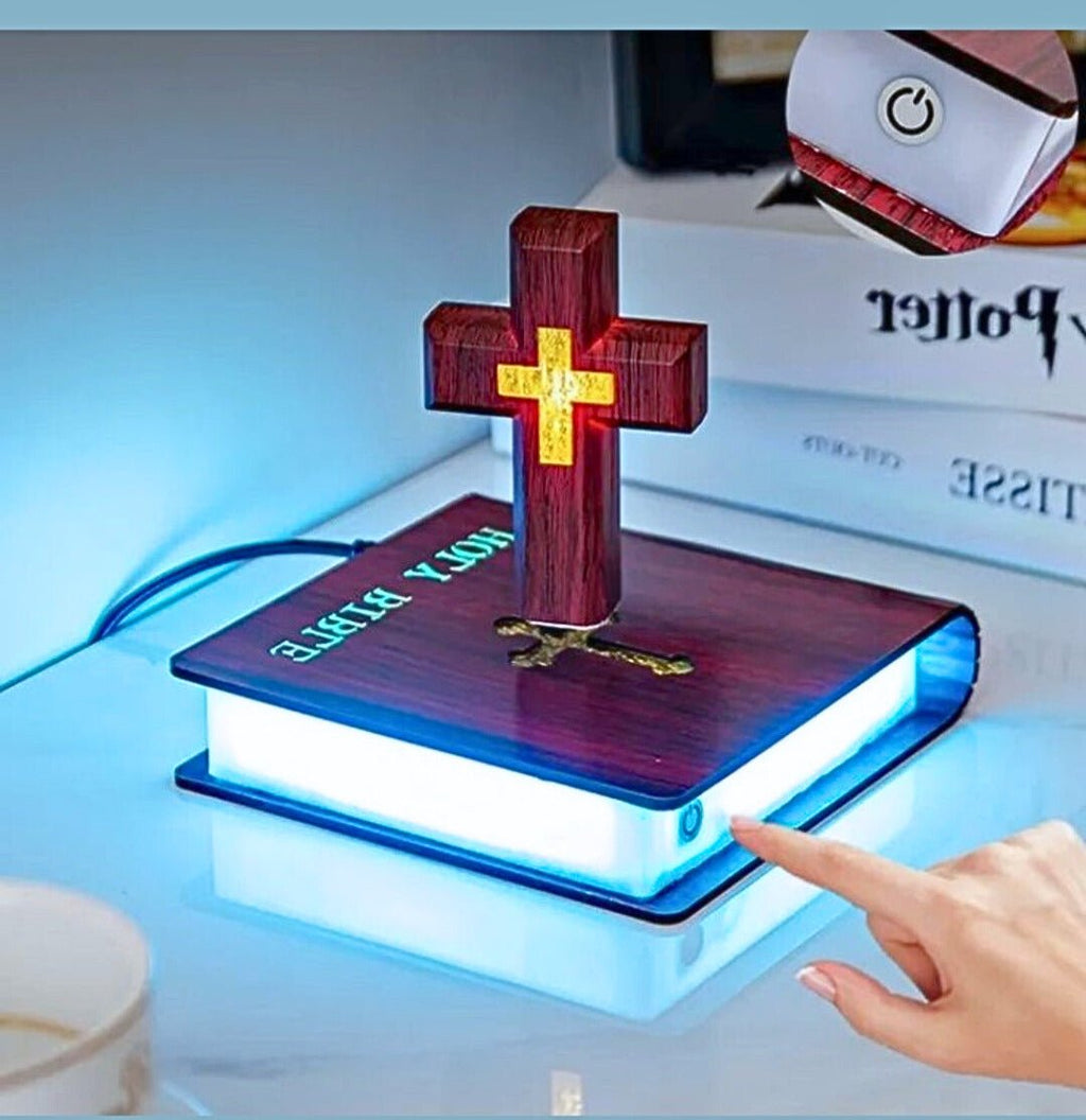 ✝️ Lampe Croix Chrétienne Flottante LED – Bureau & Déco Spirituelle 🌟 Rotation 360° - MonBerger