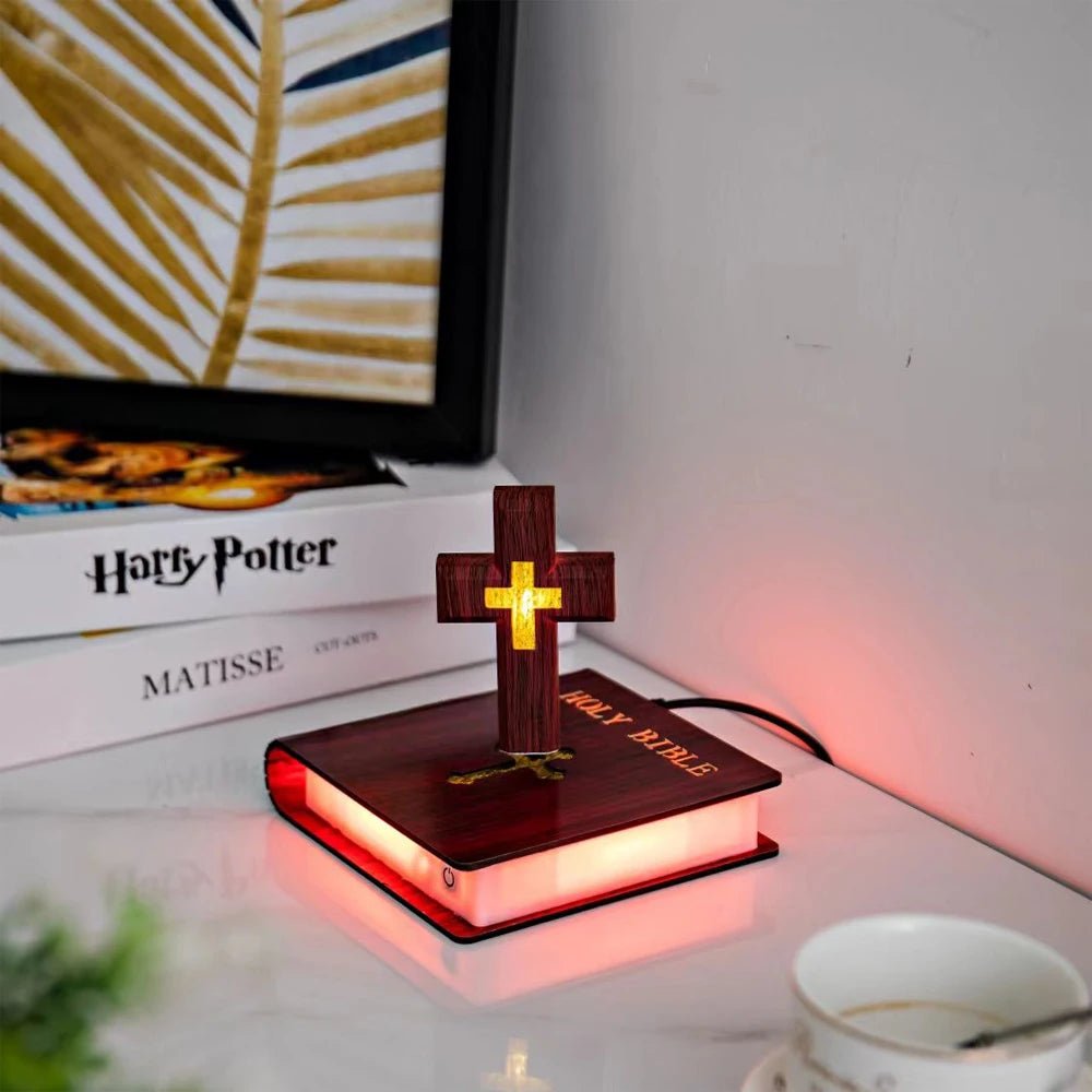 ✝️ Lampe Croix Chrétienne Flottante LED – Bureau & Déco Spirituelle 🌟 Rotation 360° - MonBerger